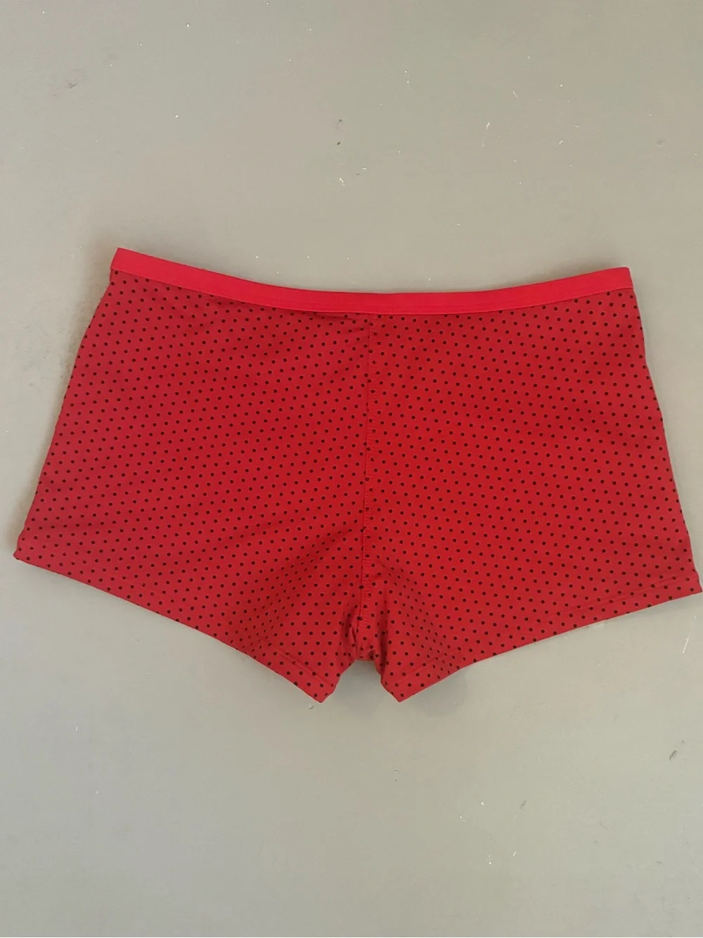 Frankie’s Bikinis Red and Black Polka Dots Boyshorts Swim Bottoms